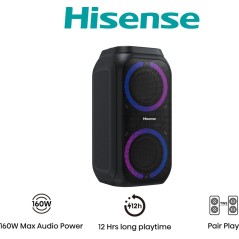 Hisense Party Rocket 160 - 20-Channel Black Party Speaker for Ultimate Sound Experience